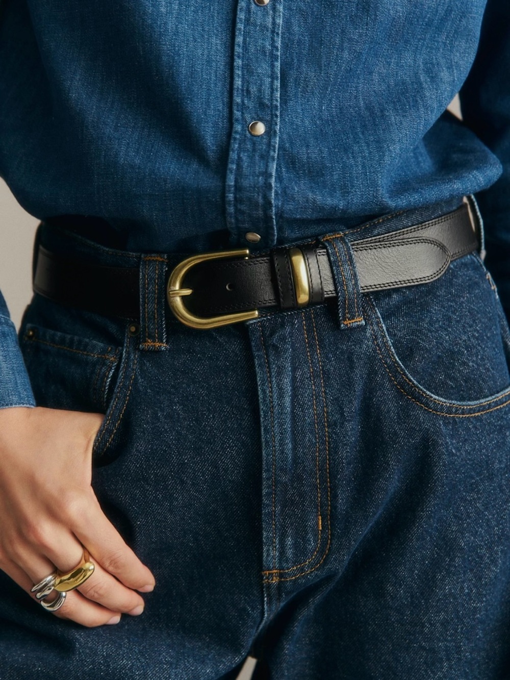 Sezane Taylor Belt Smooth Black Heritage - Size 95 - Picture 2 of 3